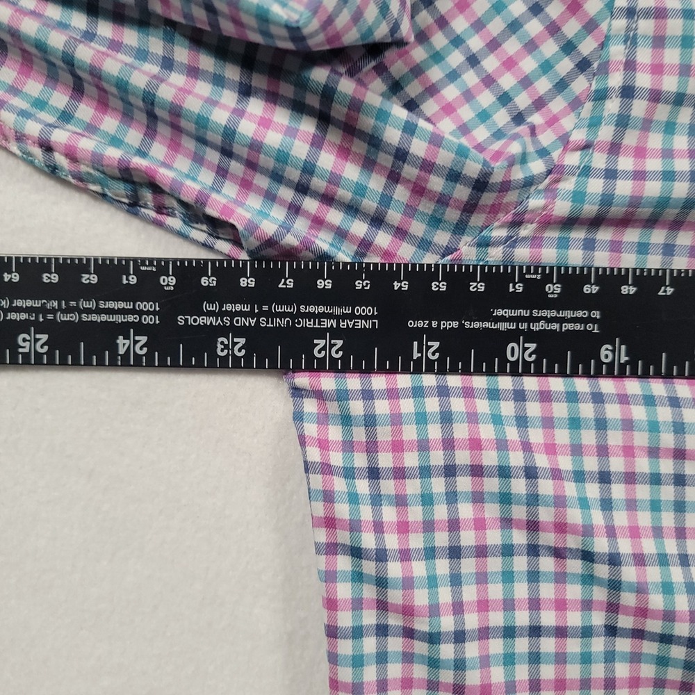 Johnnie-O Stan Prep-Formance Button Down Shirt Large Strawberry Plaid Stretch - Picture 5 of 11